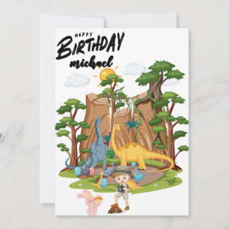 Kids Jurassic Dino Dinosaur Personalised Birthday Card