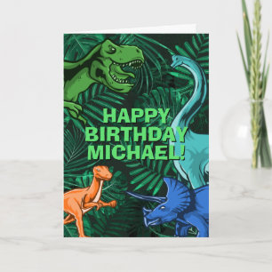 Kids Jurassic Dino Personalized Dinosaur Birthday Card