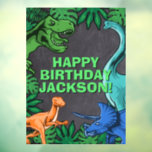 Kids Jurassic Trex Dino Dinosaur Birthday Window Cling<br><div class="desc">This dinosur design is great for the birthday boy in your life. Give them a dino-mite bday with this dino themed design featuring a trex,  triceratops,  brontosaurus,  and raptor.</div>