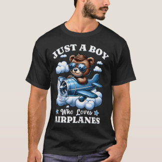 Kids Just A Boy Who Loves Airplanes Air Show Plane T-Shirt