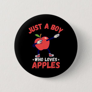 Kids Just A Boy Who Loves Apples Gifts Funny Apple 6 Cm Round Badge