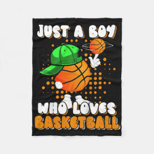 Kids Just A Boy Who Loves Bysketbyll Player Lover Fleece Blanket