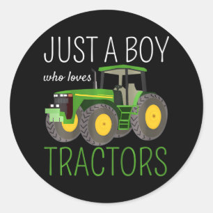 Kids Just A Boy Who Loves Tractors Farming Kids Classic Round Sticker