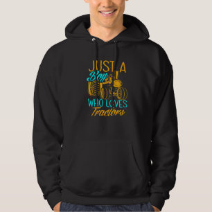 Kids Just A Boy Who Loves Tractors Premium Hoodie