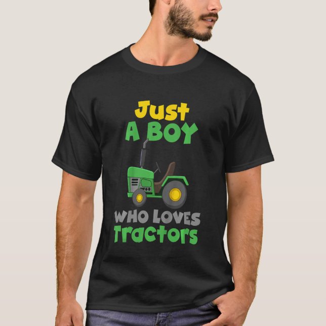 Kids Just A Boy Who Loves Tractors T-Shirt (Front)