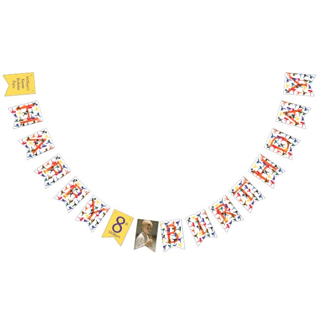 Kids Karate Party Happy Birthday bunting banner (All)