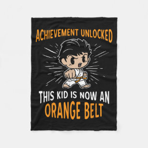 Kids Karate Student Orange Belt Award T Shirt Gift Fleece Blanket