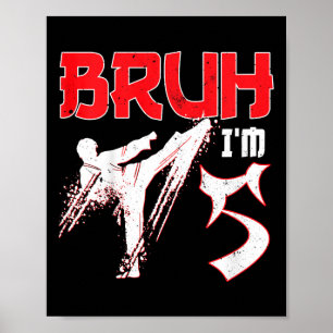 Kids Karate Taekwondo 5 Years Old Birthday Martial Poster