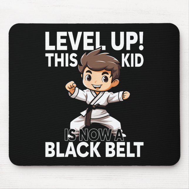 Kids Karate Uniform Black Belt Award  Mouse Mat (Front)
