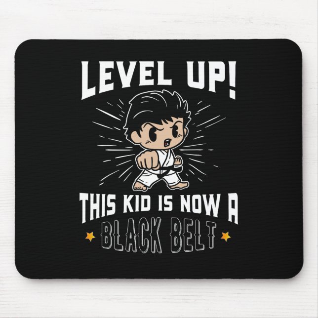 Kids Karate Uniform Black Belt Award T Shirt Gifts Mouse Mat (Front)