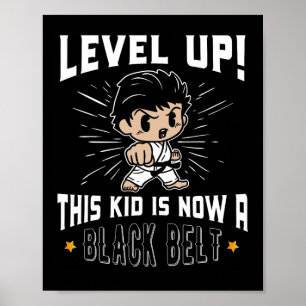 Kids Karate Uniform Black Belt Award T Shirt Gifts Poster