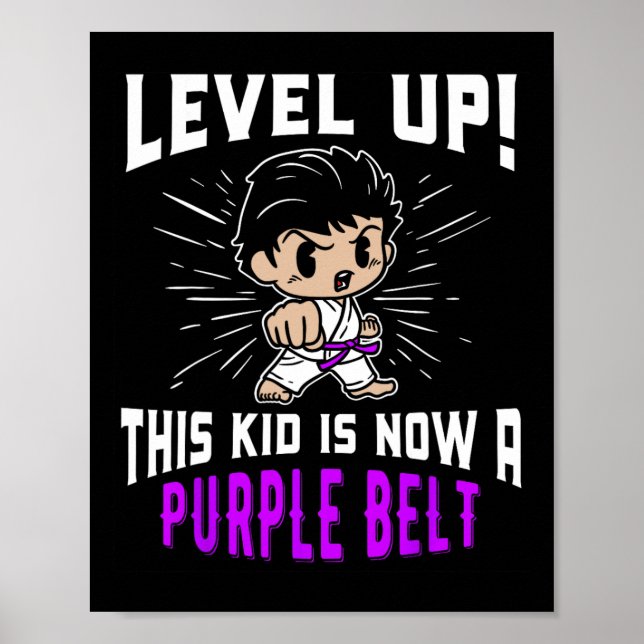 Kids Karate Uniform Purple Belt Award T Shirt Gift Poster (Front)