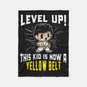 Kids Karate Uniform Yellow Belt Award T Shirt Gift Fleece Blanket