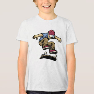 Kids Kick Flip Skateboarder  Tri-Blend Shirt