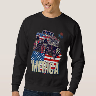 Kids Kid Monster Truck Merica Patriotic American F Sweatshirt