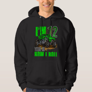 Kids Kids 12th Birthday Monster Truck For Boys & G Hoodie