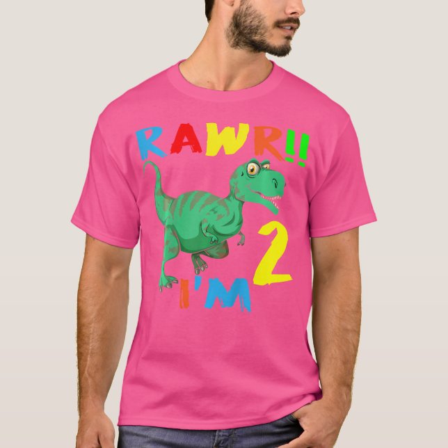 Kids Kids 2 Year Old Birthday Gift Shirt Roar I'M  (Front)
