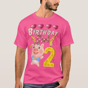 Kids Kids 2 Year Old Pig Birthday Girl Cute 2th Pa T-Shirt