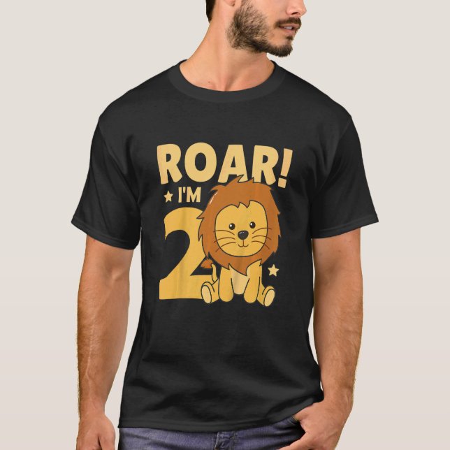 Kids Kids 2nd Birthday Lion 2 Years Old Cub Lion T-Shirt (Front)