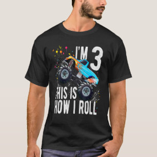 Kids Kids 3 Year Old  3rd Birthday Boy Monster Tru T-Shirt