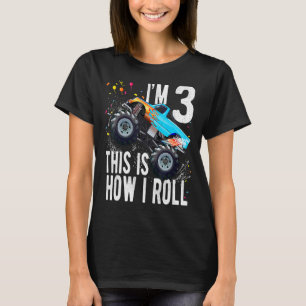 Kids Kids 3 Year Old  3rd Birthday Boy Monster Tru T-Shirt