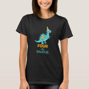 Kids Kids 4th Birthday Four A Saurus Dinosaur Gra T-Shirt