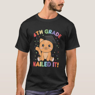 Kids Kids 4th Grade Nailed It Cat Graduation T-Shirt