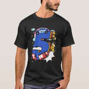 Kids Kids 5th Birthday 5 Years Wih Firetruck Nd Po T-Shirt