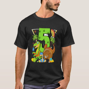 Kids Kids 5th Birthday 5 Years With Dino And Dinos T-Shirt