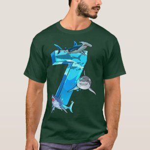Kids Kids 7th Birthday 7 Years Old Shark Boys Sea  T-Shirt