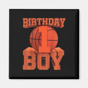 Kids Kids Bysketbyll Birthday 1 Year Old 1st Bday Magnet