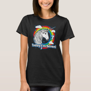 Kids Kids Cute Unicorn 7th Birthday Sparkling Rain T-Shirt