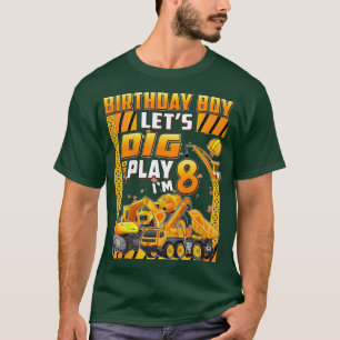 Kids Kids Dig 8 Years Construction Truck Boys 8th T-Shirt