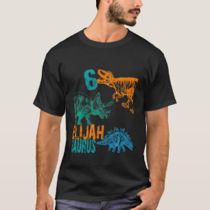 Kids Kids Elijah Saurus 6th Birthday Boys Rex Bda T-Shirt