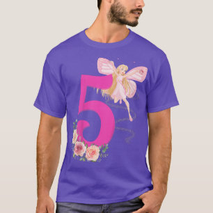Kids Kids Fairy Birthday Party 5 years Theme Roses T-Shirt