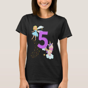 Kids Kids Fairy Birthday Party 5 Years Theme Unico T-Shirt