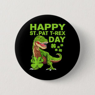 Kids Kids Happy St Pat Trex Day Dino St Patricks D 6 Cm Round Badge