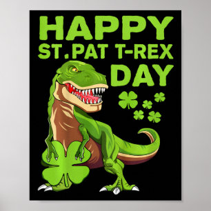 Kids Kids Happy St Pat Trex Day Dino St Patricks D Poster