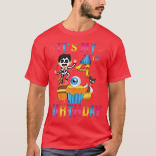 Kids Kids It's My 4th Birthday Ghost Skeleton Hall T-Shirt