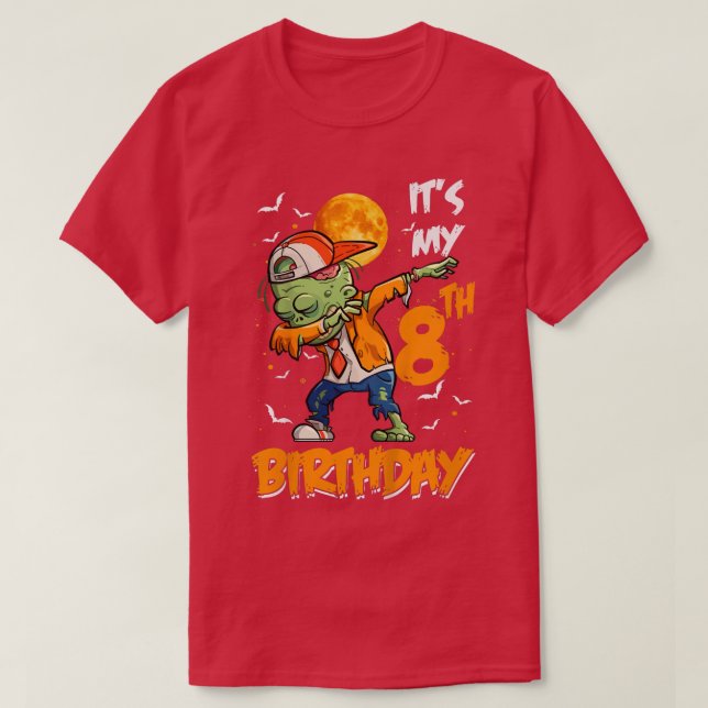 Kids Kids It's My 8th Birthday Dabbing Zombie Hall T-Shirt (Design Front)
