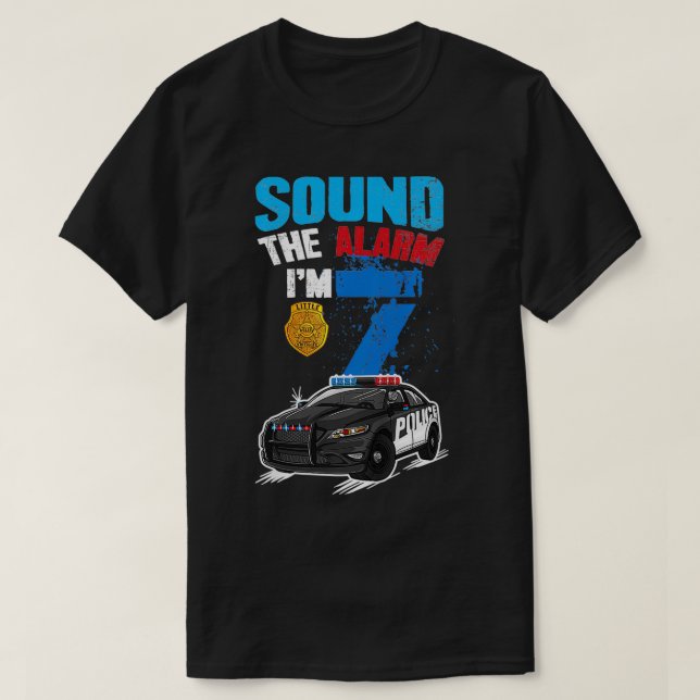Kids Kids Police Car 7th Birthday Gift Boy Sound T T-Shirt (Design Front)