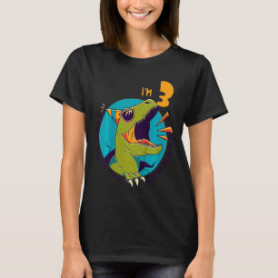 Kids Kids Three 3 yr Birthday Rex Dinosaur 3 Years T-Shirt