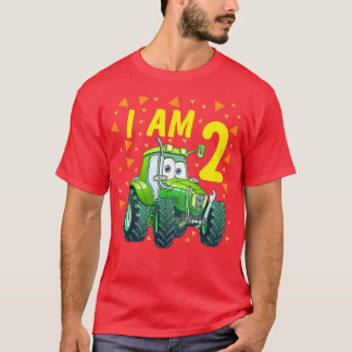 Kids Kids Tractor 2nd birthday son farmer 2 years  T-Shirt