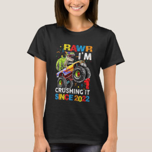 Kids Kids TRex Dinosaur Monster Truck 1st Birthday T-Shirt