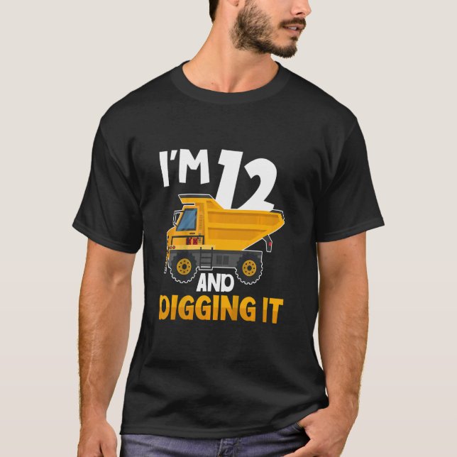 Kids Kids Twelve 12yr 12th Birthday Construction B T-Shirt (Front)