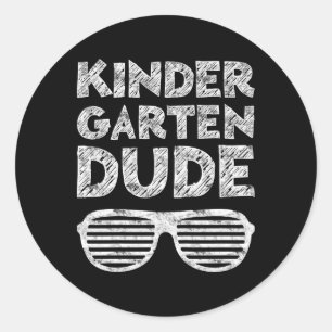 Kids Kindergarten Dude Byck To School Classic Round Sticker