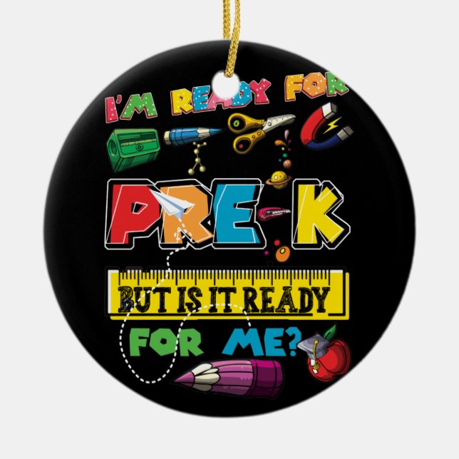 Kids Kindergarten First Day Of School Preschool Ea Ceramic Tree Decoration (Front)