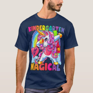 Kids Kindergarten Magical Dabbing Unicorn Back To T-Shirt