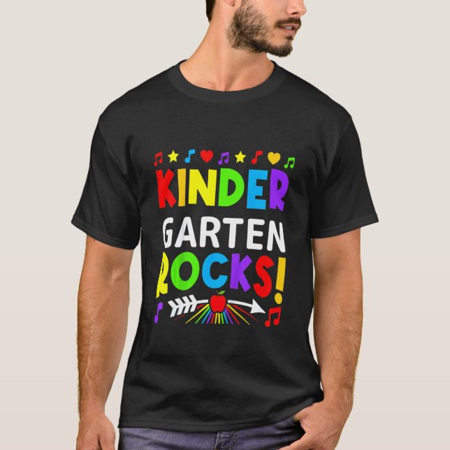 Kids Kindergarten Rocks Back To School Teacher T-Shirt (Front)