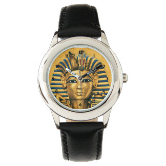 Kids King Tut Egyptian Black Leather Strap Watch